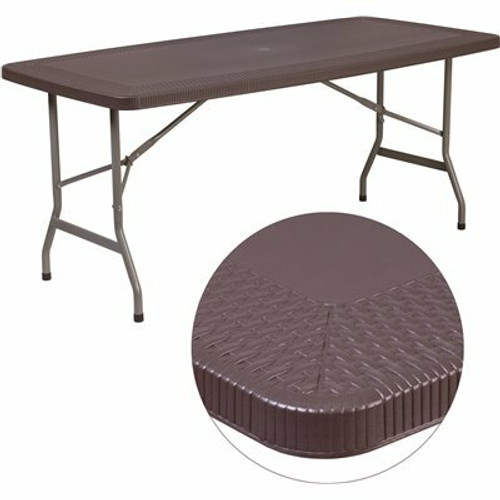 Carnegy Avenue 67.5 in. Brown Plastic Tabletop Metal Frame Folding Table Carnegy Avenue 67.5 in. Brown Plastic Tabletop Metal Frame Folding Table