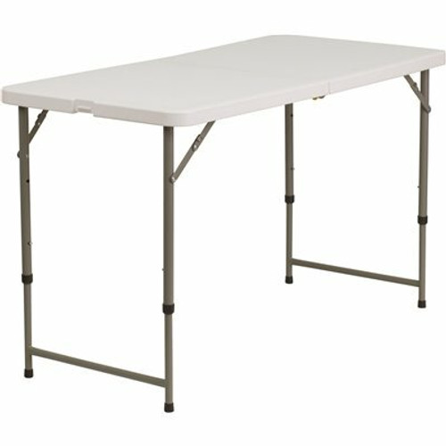 Carnegy Avenue 47.75 in. Granite White Plastic Tabletop Metal Frame Folding Table 308685784