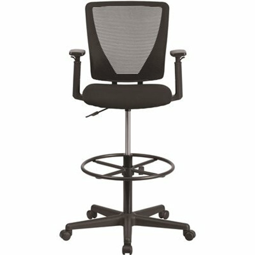 Carnegy Avenue Fabric Adjustable Height Ergonomic Drafting Chair in Black 308687717