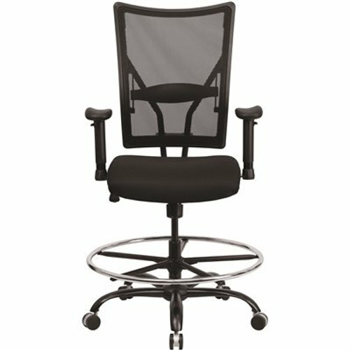 Carnegy Avenue Fabric Adjustable Height Ergonomic Drafting Chair in Black 308687728