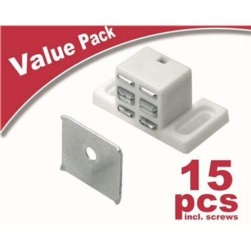 Everbilt High Rise Magnetic Catch, White (15-Pack)