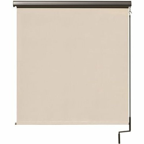 SeaSun Redondo Cream Cordless Outdoor Patio Roller Shade with Valance 72 in. W x 96 in. L