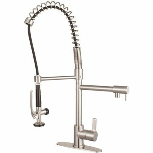 Kingston Brass Continental Single-Handle Pre-Rinse Pull-Down Sprayer Kitchen Faucet in Brushed Nickel