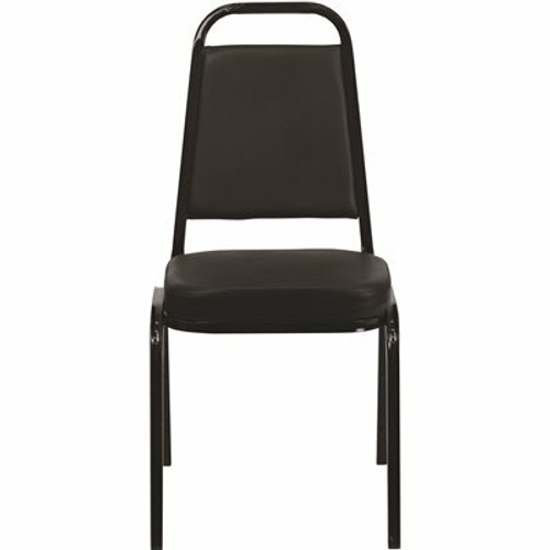 Carnegy Avenue Hercules Vinyl Trapezoidal Back Stacking Ergonomic Banquet Chair in Black