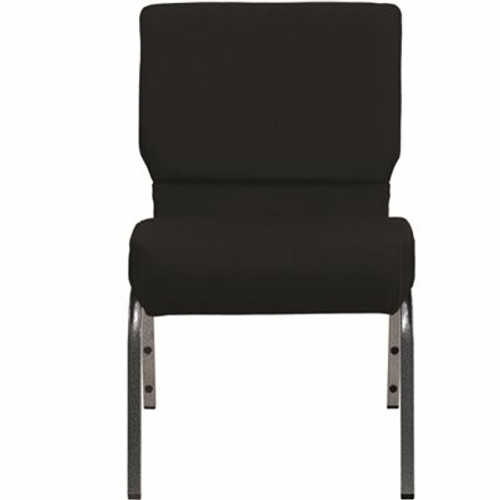 Carnegy Avenue Hercules Fabric 21 in. W Stacking Ergonomic Church Chair in Black Fabric/Silver Vein Frame