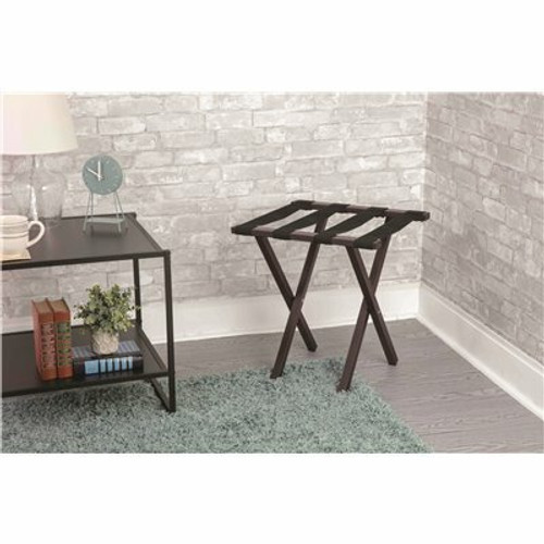 Hospitality 1 Source Mini Metropolitan Square Tube Brown with Black Straps Metal Luggage Rack (4 per case)