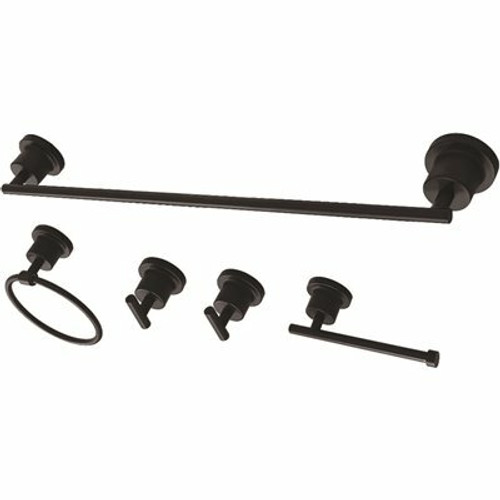 Kingston Brass Modern 5-Piece Bath Hardware Set in Matte Black 309640571