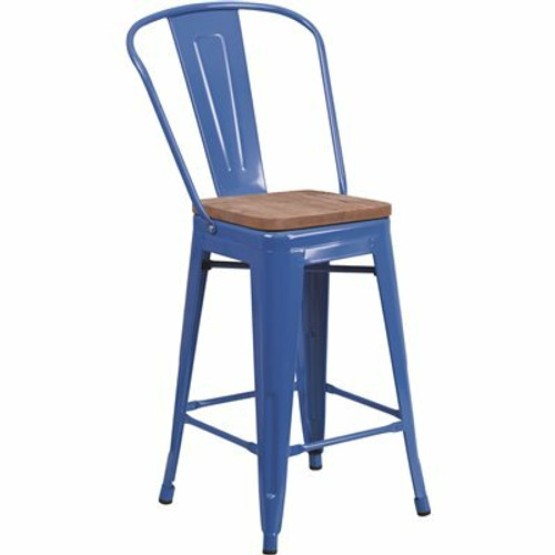 Flash Furniture 24.25 in. Blue Bar Stool