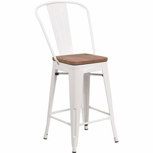 Flash Furniture 24.25 in. White Bar Stool
