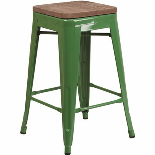 Flash Furniture 24 in. Green Bar Stool
