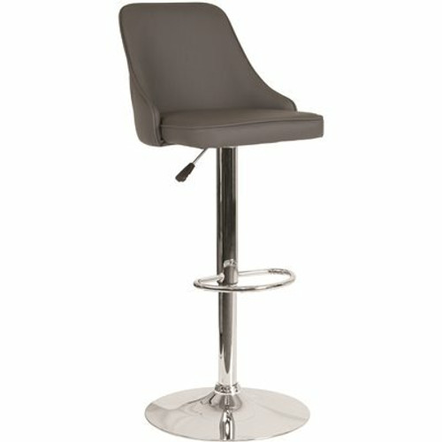 Carnegy Avenue Adjustable Height Gray Leather Bar Stool