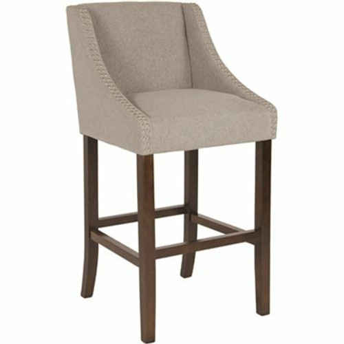 Carnegy Avenue 28 in. Light Gray Fabric Bar Stool 309817279