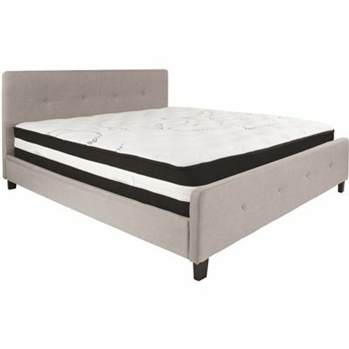 Flash Furniture Light Gray King Platform Bed and Mattress Set 309891061