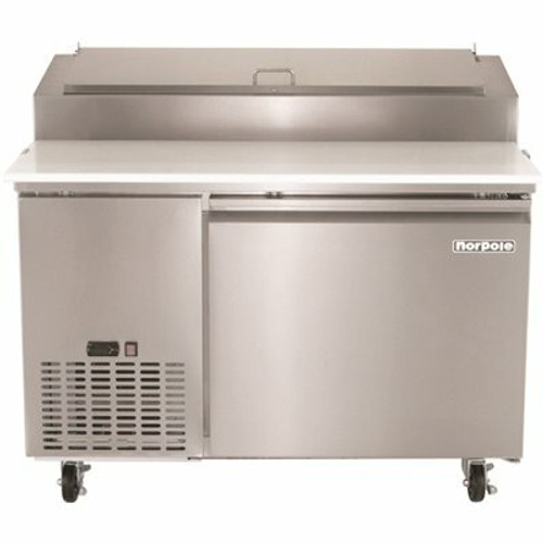 Norpole 13.8 cu. ft. Single Door Commercial Pizza Prep Freezerless Refrigerator in Stainless Steel