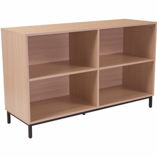 Carnegy Avenue Dudley 29.5 in. Tall Oak Wood Grain Finish Composite 4-Shelf Open Standard Bookcase with Storage