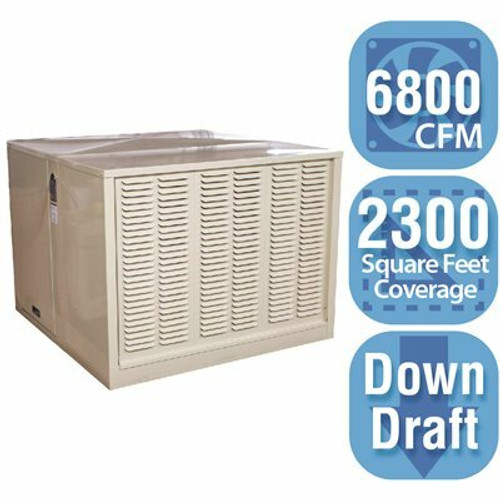 Hessaire 6,800 CFM Down-Draft Rigid Media 8 in. Evaporative Cooler for 2,400 sq. ft. (Motor not Included) Hessaire 6,800 CFM Down-Draft Rigid Media 8 in. Evaporative Cooler for 2,400 sq. ft. (Motor not Included)