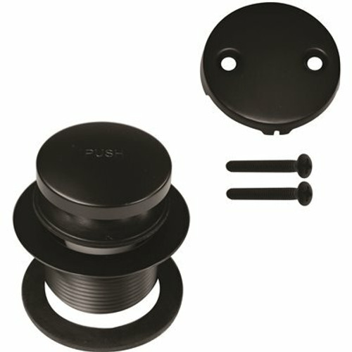 Westbrass 1-1/2 in. Tip-Toe Bathtub Drain Trim with Two-Hole Overflow Faceplate, Matte Black