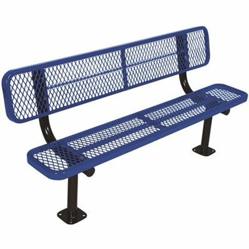 Everest 6 ft. Blue Surface Mount Park Bench with Back