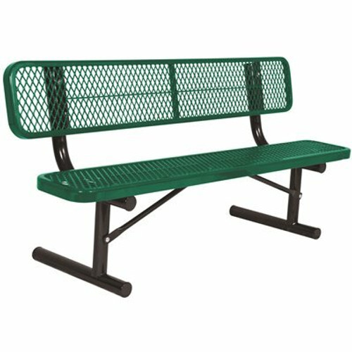 Everest 8 ft. Green Portable Park Bench with Back