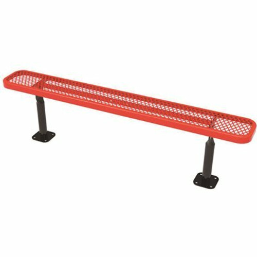 Everest 8 ft. Red Surface Mount Park Bench without Back