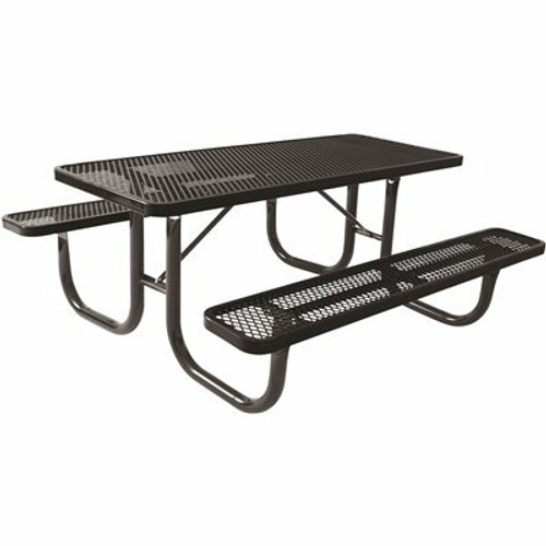 Everest 8 ft. Black Heavy-Duty Picnic Table