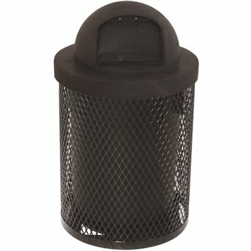 Everest 32 Gal. Black Trash Receptacle with Plastic Dome Top