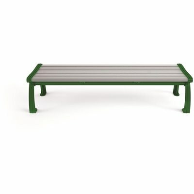 Heritage 6 ft. Gray Planks with Green Frame Backless Recycled Plastic Bench