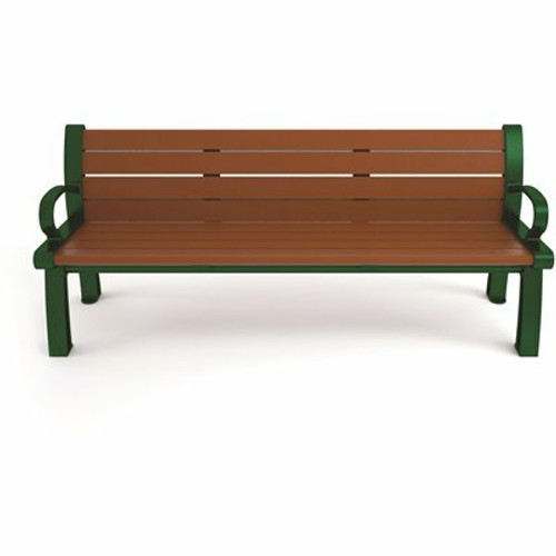 Heritage 5 ft. Brown Planks with Green Frame Recycled Plastic Bench