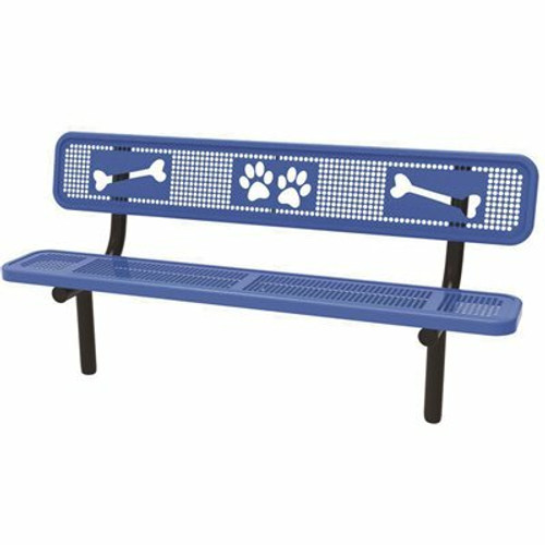 Blue In-Ground Mount Paw & Bone Bench Blue In-Ground Mount Paw & Bone Bench