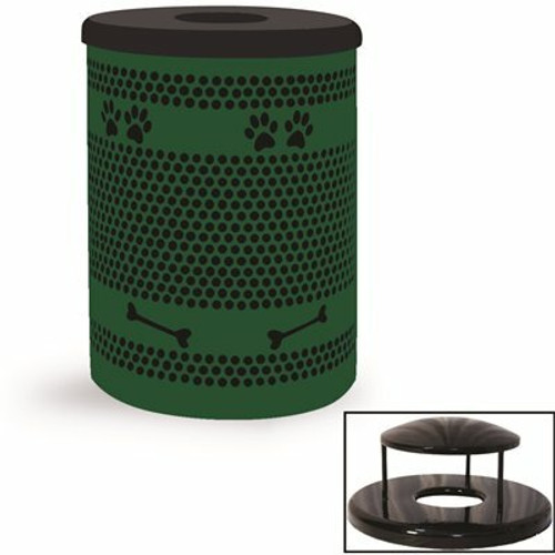 Green Paw and Bone Trash Receptacle with Rain Bonnet Green Paw and Bone Trash Receptacle with Rain Bonnet