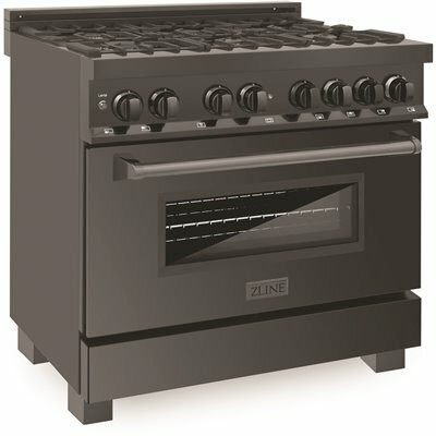 ZLINE Kitchen and Bath 36" 4.6 cu. ft. Dual Fuel Range with Gas Stove and Electric Oven in Black Stainless Steel