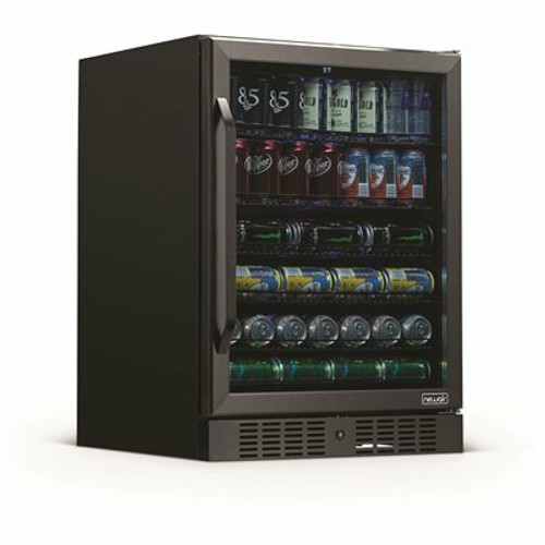24 in. 177 (12 oz.) Can Built-In Beverage Cooler Fridge with Precision Temperature in Black Stainless Steel Refrigerator