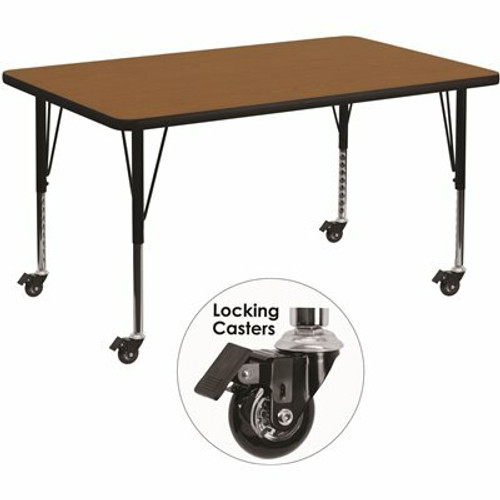 Carnegy Avenue 25.5 in. Oak Rectangular Activity Tables with Casters