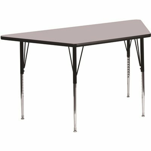 Carnegy Avenue Wren Gray 29 in. W x 57 in. L Trapezoid Thermal Laminate Activity Table - Standard Height