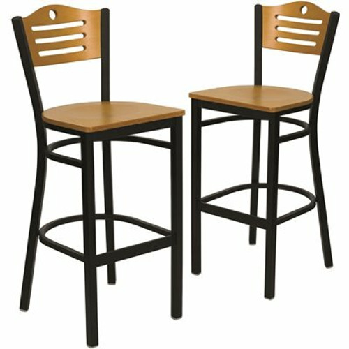 Carnegy Avenue 29.75 in. Natural Wood Back/Natural Wood Seat/Black Metal Frame Bar Stool - 2 pack 311141133