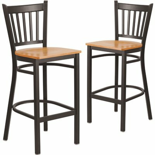 Carnegy Avenue 28.75 in. Natural Wood Seat/Black Metal Frame Bar Stool (2-pack) 311141160
