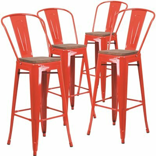 Carnegy Avenue 30.25 in. Red Bar Stool (4-Pack)