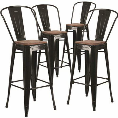 Carnegy Avenue 30.25 in. Black Bar Stool (4-Pack)