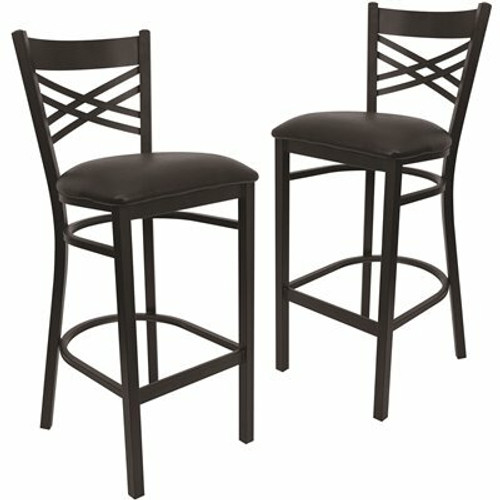 Carnegy Avenue 29.5 in. Black Vinyl Seat/Black Metal Frame Bar Stool (2-pack)
