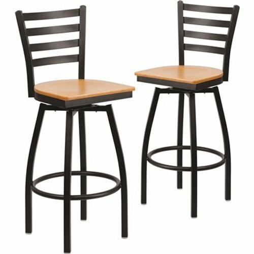 Carnegy Avenue 30.25 in. Natural Wood Seat/Black Metal Frame Bar Stool (2-pack) 311141405