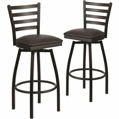 Carnegy Avenue 32 in. Black Vinyl Seat/Black Metal Frame Bar Stool (2-pack) 311141412