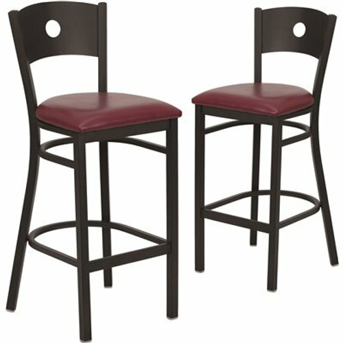 Carnegy Avenue 31 in. Burgundy Vinyl Seat/Black Metal Frame Bar Stool (2-pack)