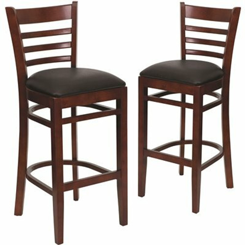 Carnegy Avenue 31 in. Black Vinyl Seat/Mahogany Wood Frame Bar Stool (2-pack)