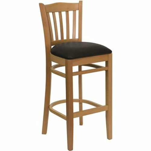 Carnegy Avenue 31 in. Black Vinyl Seat/Natural Wood Frame Bar Stool - 2 pack