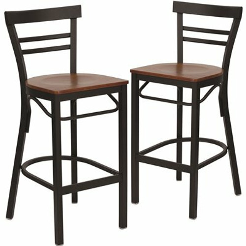 Carnegy Avenue 27.125 in. Cherry Wood Seat/Black Metal Frame Bar Stool (2-pack) 311141690