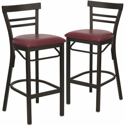 Carnegy Avenue 29 in. Burgundy Vinyl Seat/Black Metal Frame Bar Stool (2-pack) 311141693