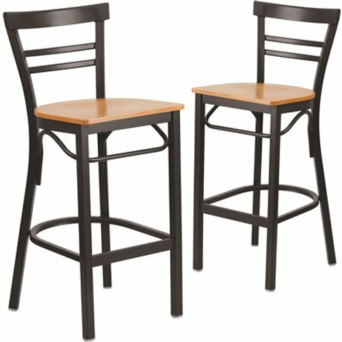 Carnegy Avenue 27.125 in. Natural Wood Seat/Black Metal Frame Bar Stool (2-pack) 311141694