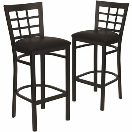 Carnegy Avenue 29 in. Black Vinyl Seat/Black Metal Frame Bar Stool (2-pack) 311141696