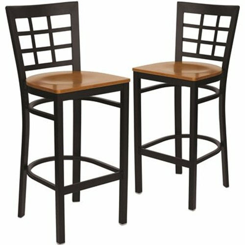 Carnegy Avenue 27.125 in. Cherry Wood Seat/Black Metal Frame Bar Stool (2-pack) 311141698