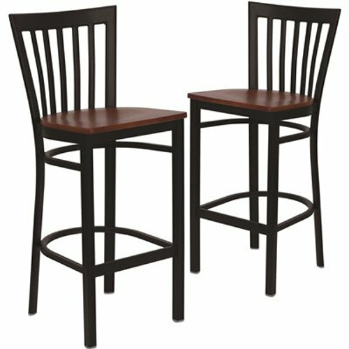 Carnegy Avenue 29 in. Cherry Wood Seat/Black Metal Frame Bar Stool (2-pack) 311141705